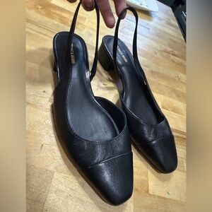 Veronica Beard Women's Black Cecile Leather Slingback Ballerina Flats Size 9